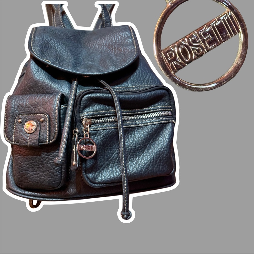 Rosetti Black Faux Leather Backpack Purse Vintage​